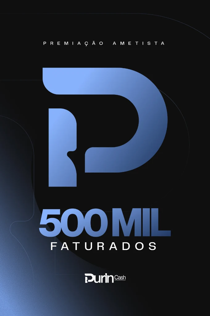 Placa de premiação Ametista — 500 Mil da PurinCash